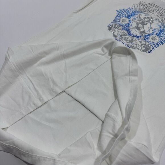 Woman's Express Reign of Hearts Twisted Royalty Sparkle White 3/4 Sleeve Top LG - Picture 4 of 8